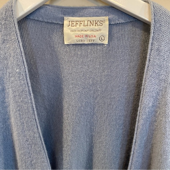 Vintage Jeff Links 100% Dupont Orlon Cardigan Sweater Blue Large Mr Rogers - Picture 2 of 6
